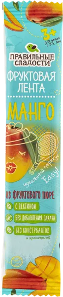 Изображение Пастила фруктовая с 3-х лет Правильные сладости лента манго Пермская КФ м/у, 15 г