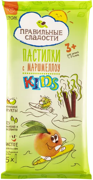 Изображение Пастила с 3-х лет Правильные сладости Кидс персик маршмеллоу Пермская КФ м/у, 55 г