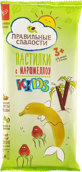 Изображение Пастила с 3-х лет Правильные сладости Кидс клубника банан маршмеллоу Пермская КФ м/у, 55 г