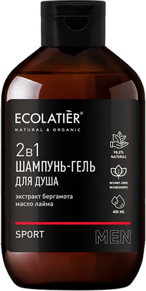 Изображение Гель для душа мужской Эколатье БИО спорт 2в1 ЭкоЛаборатория п/у, 400 мл