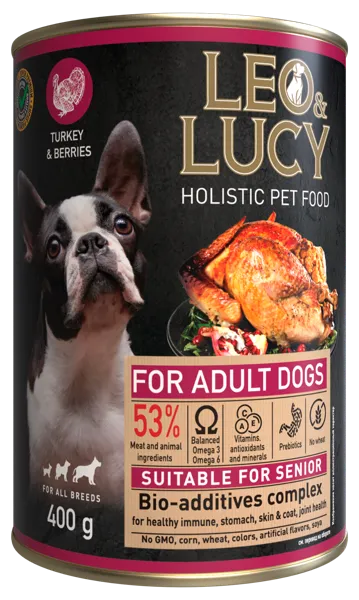 Изображение Консервы для собак Лео Люси паштет индейка ягоды Петкорм ж/б, 400 г
