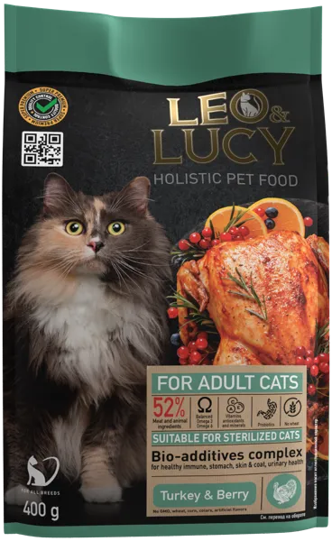 Изображение Корм для стерилиз кошек Лео Люси индейка ягоды Прорацион м/у, 400 г
