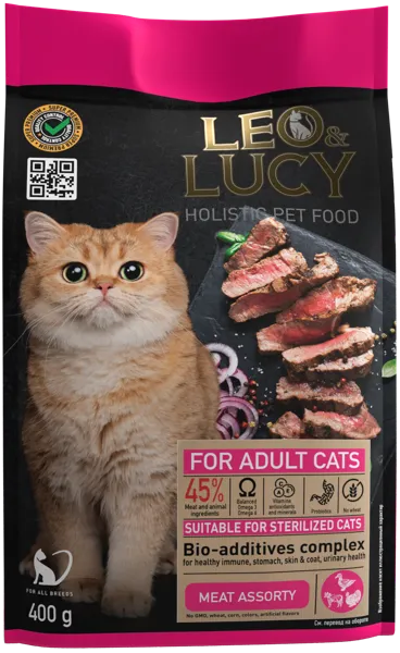 Изображение Корм для стерилиз кошек Лео Люси мясное ассорти Прорацион м/у, 400 г