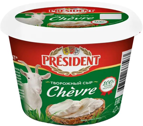 Изображение Сыр 65% творожный Президент козий шевр Лакталис п/б, 140 г
