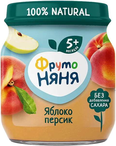 Изображение Пюре фруктовое с 5 мес Фрутоняня яблоко персик Прогресс с/б, 100 г