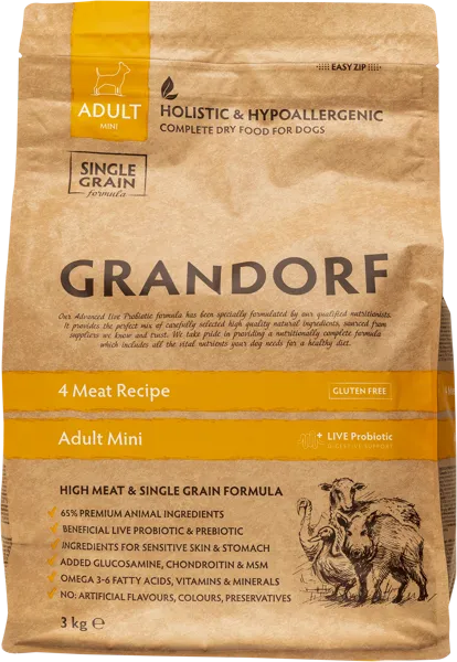 Изображение Корм для собак мелких пород Грандорф четыре мяса с пробиотикам Юнайтед Петфуд м/у, 3 КГ