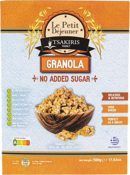 Изображение Гранола без сахара Ле Пети Дежени Тсакирис Фэмели кор, 500 г