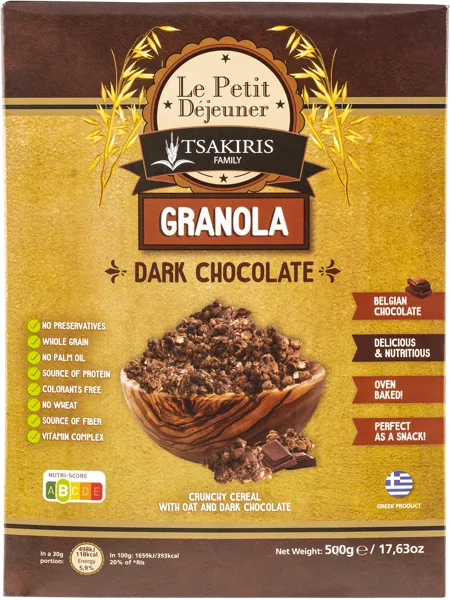 Изображение Гранола Ле Пети Дежени темный шоколад Тсакирис Фэмели кор, 500 г