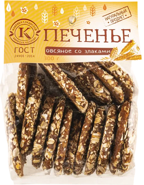 Изображение Печенье г.Новокубанск Фабрика Козлова со злаками овсяное Козлова м/у, 300 г