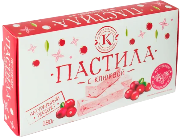 Изображение Пастила г.Новокубанск Фабрика Козлова с клюквой заварная Козлова кор, 180 г