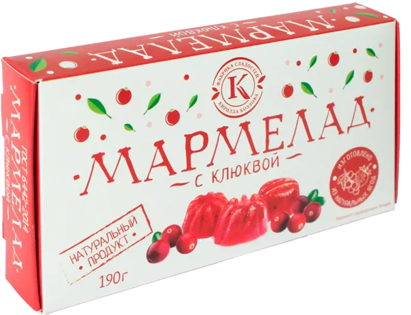 Изображение Мармелад г.Новокубанск Фабрика Козлова с клюквой Козлова кор, 190 г