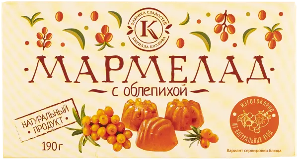 Изображение Мармелад г.Новокубанск Фабрика Козлова с облепихой Козлова кор, 190 г