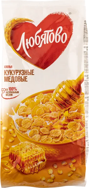 Изображение Хлопья кукурузные Любятово медовые Келлогг Рус м/у, 250 г