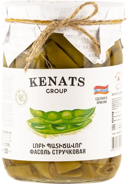 Изображение Фасоль маринованная Кенац стручковая Кенац Груп с/б, 520 г