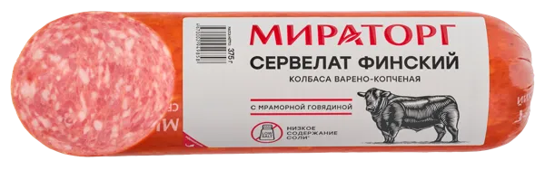 Изображение Колбаса варено-копченая Мираторг сервелат финский Мираторг в/у, 375 г