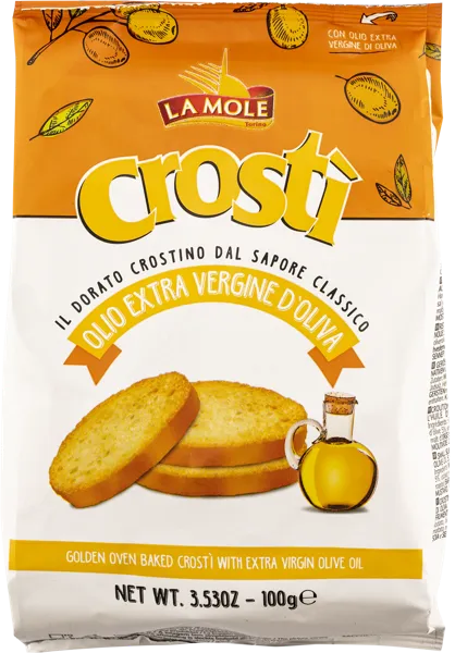 Изображение Крости сухарики пшеничные Ла Моле из Пьемонта с оливковым маслом Милан Ф.Ли м/у, 100 г