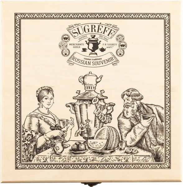 Изображение Набор Чая ассорти 9 вкусов Сугревъ деревянная шкатулка Тико шкатулка, 9*25 г