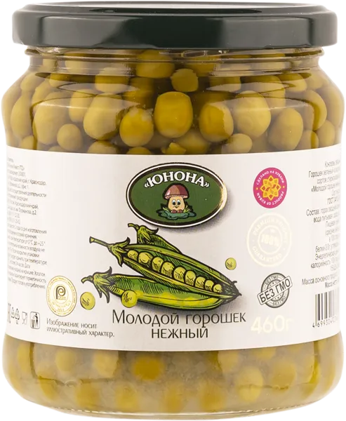 Изображение Горошек зеленый Юнона молодой Юнона Инвест с/б, 460 г