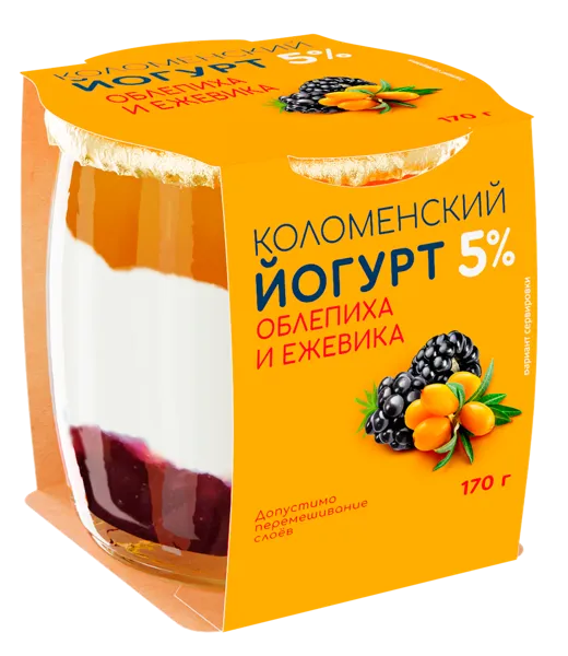 Изображение Йогурт 5% Коломенское облепиха ежевика Коломенское с/б, 170 г