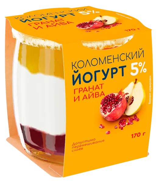 Изображение Йогурт 5% Коломенское гранат айва Коломенское с/б, 170 г