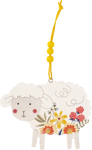 Изображение Подвеска 14,7*12,5см дерево Игл Гифтс овечка с желтыми цветами Игл Гифтс , 1 шт