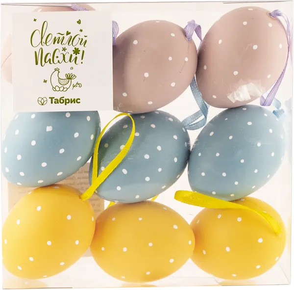 Изображение Яйцо 6см пасхальное Игл Гифтс 3 цвета с подвесом Игл Гифтс м/у, 9 шт