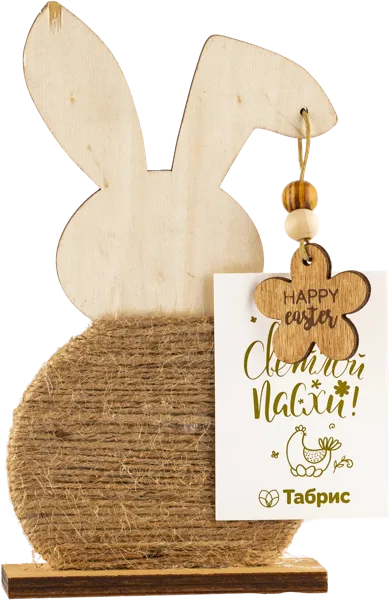 Изображение Фигурка 9*16,5см дерево Игл Гифтс кролик с цветком бежевый Игл Гифтс , 1 шт