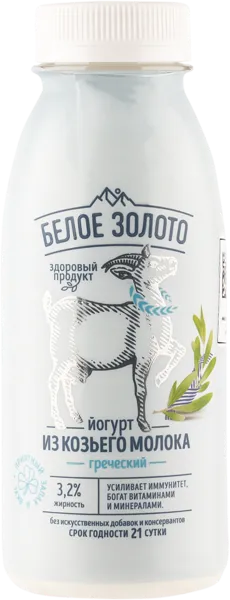 Изображение Йогурт 3,2% козий питьевой Белое Золото греческий Мирный-Адыгея п/б, 300 мл