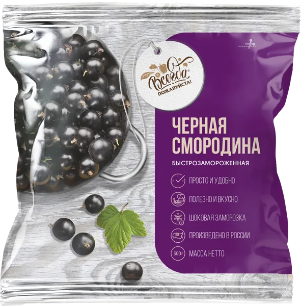 Изображение Ягоды замороженные Всегда пожалуйста черная смородина ЭкоРесурс м/у, 300 г