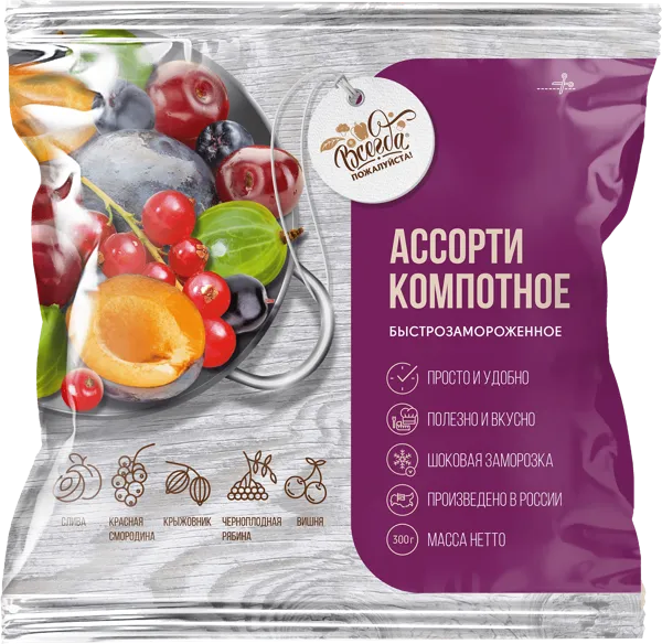 Изображение Ягодная смесь замороженная Всегда пожалуйста ассорти компотное ЭкоРесурс м/у, 300 г