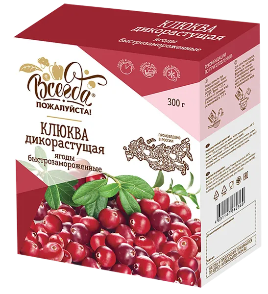 Изображение Ягоды замороженные Всегда пожалуйста клюква дикорастущая ЭкоРесурс карт/уп, 300 г