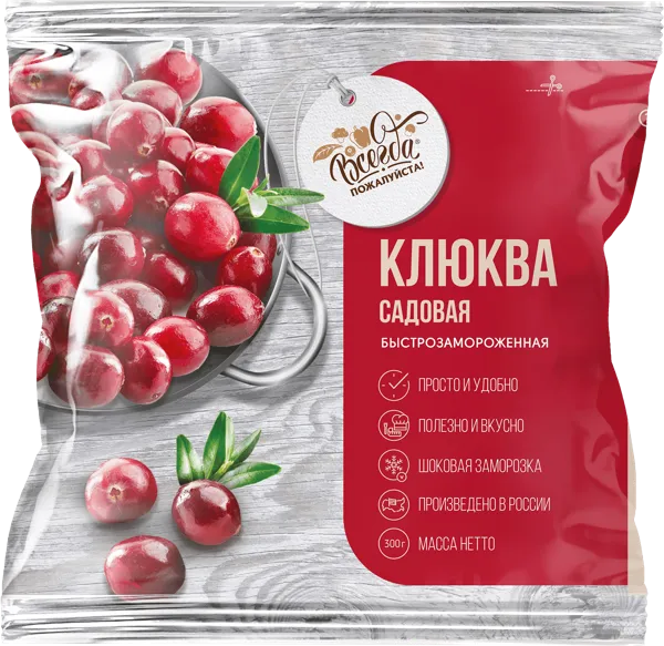Изображение Ягоды замороженные Всегда пожалуйста клюква садовая ЭкоРесурс м/у, 300 г