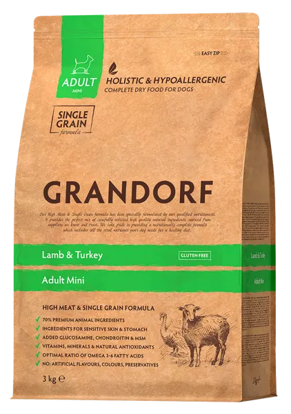 Изображение Корм для собак мелких пород Грандорф ягненок индейка Юнайтед Петфуд м/у, 3 КГ