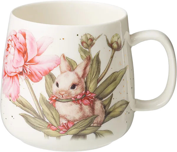 Изображение Кружка 400мл Лефард кролик розовый пион Лефард , 1 шт