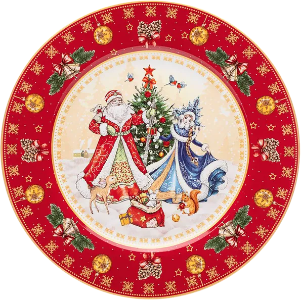 Изображение Тарелка 20,5см закусочная Лефард дед мороз снегурка красна Лефард , 1 шт