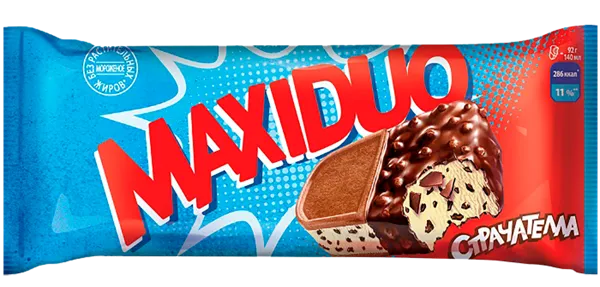 Изображение Мороженое пломбир сендвич Максидуо страчателла Фронери Рус м/у, 92 г