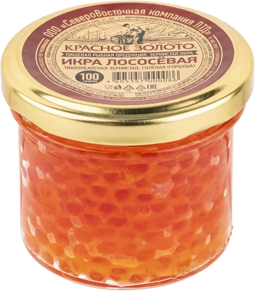 Изображение Икра зернистая Красное Золото лососевая ГК КЗ ООО с/б, 100 г