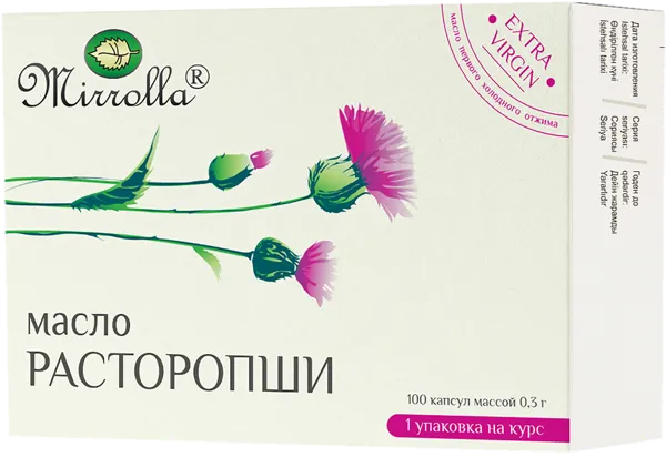 Изображение Масло расторопши Миролла в капсулах 0,3г Миролла кор, 100 шт