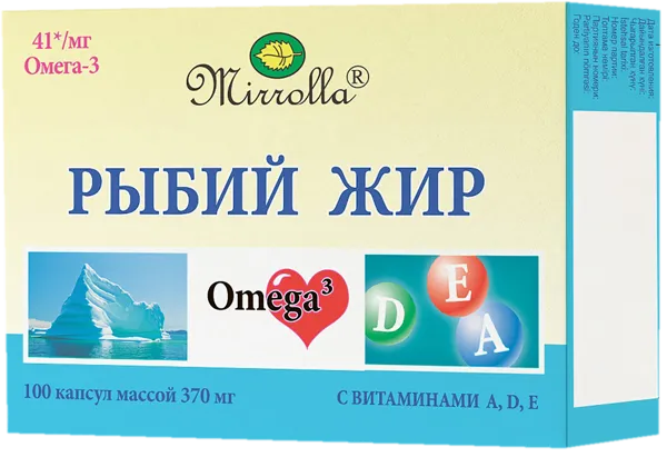 Изображение Рыбий жир Миролла с витаминами А,Д,Е Миролла кор, 100 шт