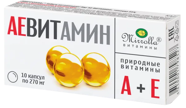 Изображение Комплекс витаминный Миролла АЕ витамин 270мг Миролла кор, 20 шт