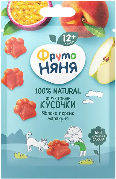 Изображение Фруктовые кусочки с 12 мес Фрутоняня яблоко персик маракуйя Прогресс м/у, 15 г