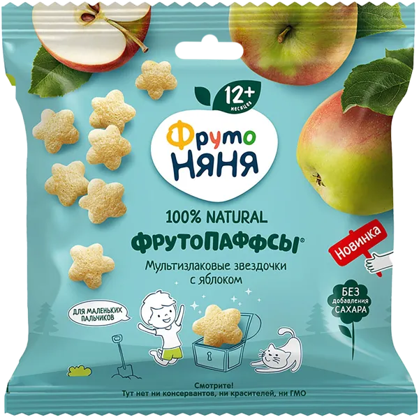 Изображение Готовый завтрак мультизлаковый Фрутоняня паффсы яблоко Прогресс м/у, 21 г