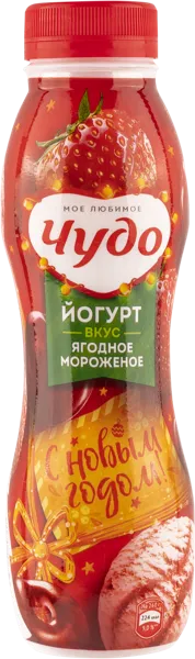 Изображение Йогурт 1,9% питьевой Чудо ягодное мороженое ВБД п/б, 260 мл