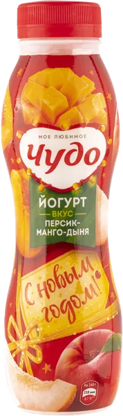 Изображение Йогурт 1,9% питьевой Чудо персик манго дыня ВБД п/б, 260 мл