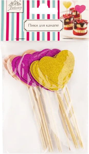 Изображение Шпажки для канапе Фиоленто звездочки голубые золото Оверсиз компани м/у, 12 шт