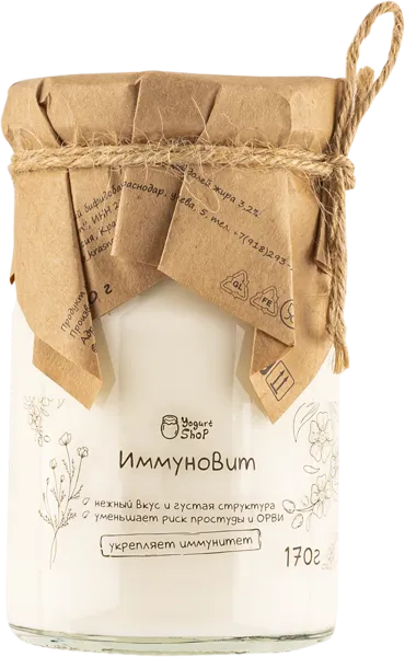 Изображение Йогурт 3,2% без сахара Йогурт Шоп иммуновит Йогурт шоп с/б, 170 г