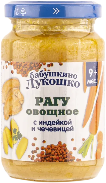 Изображение Пюре мясное с 9 мес Бабушкино Лукошко индейка чечевица Фаустово ЗДП с/б, 190 г