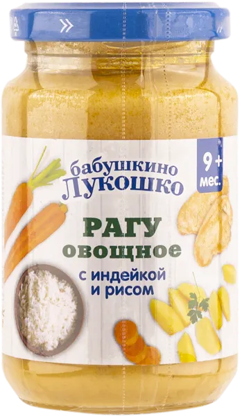Изображение Пюре мясное с 9 мес Бабушкино Лукошко индейка рис Фаустово ЗДП с/б, 190 г
