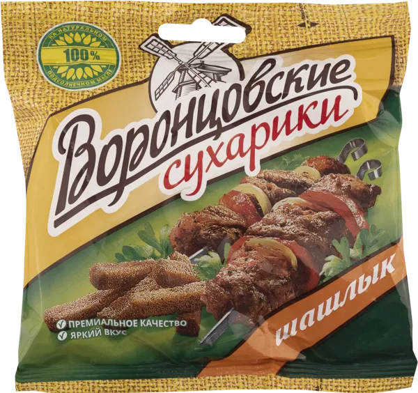 Изображение Сухарики ржано-пшеничные Воронцовские шашлык РусКо м/у, 80 г