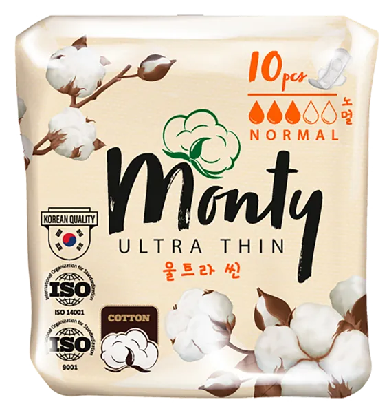 Изображение Прокладки нормал плюс дневные Монти ультратонкие 24см Джи Ти Пэйпа м/у, 10 шт